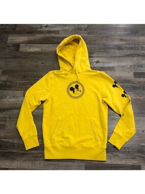 Disney Adult XS Yellow Mickey Mouse Hoodie Sweatshirt Pullover New with Tags